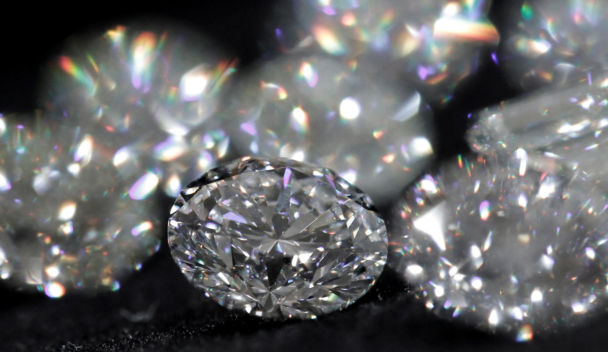 FILE PHOTO: Diamonds pictured during an official presentation by diamond producer Alrosa in Moscow, Russia, February 13, 2019. REUTERS/Maxim Shemetov/File Photo