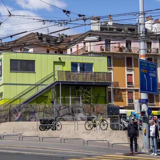 Le quai 9, un local d'injection et de consommation de drogues, est photographie le 26 mai 2021, à Genève.