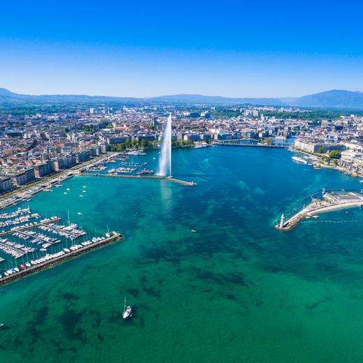 Aerial view of Geneva city in Switzerland