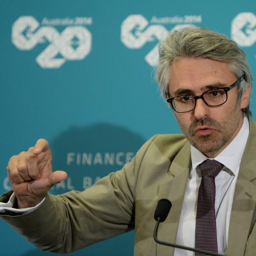epa04096814 Pascal Saint-Amans, Organisation for Economic Co-operation and Development (OECD) Director of Tax, speaks to members of the media at a press conference during the G20 Finance Ministers and Central Bank Governors meeting in Sydney, New South Wales, Australia, 23 February 2014. EPA/DAN HIMBRECHTS AUSTRALIA AND NEW ZEALAND OUT