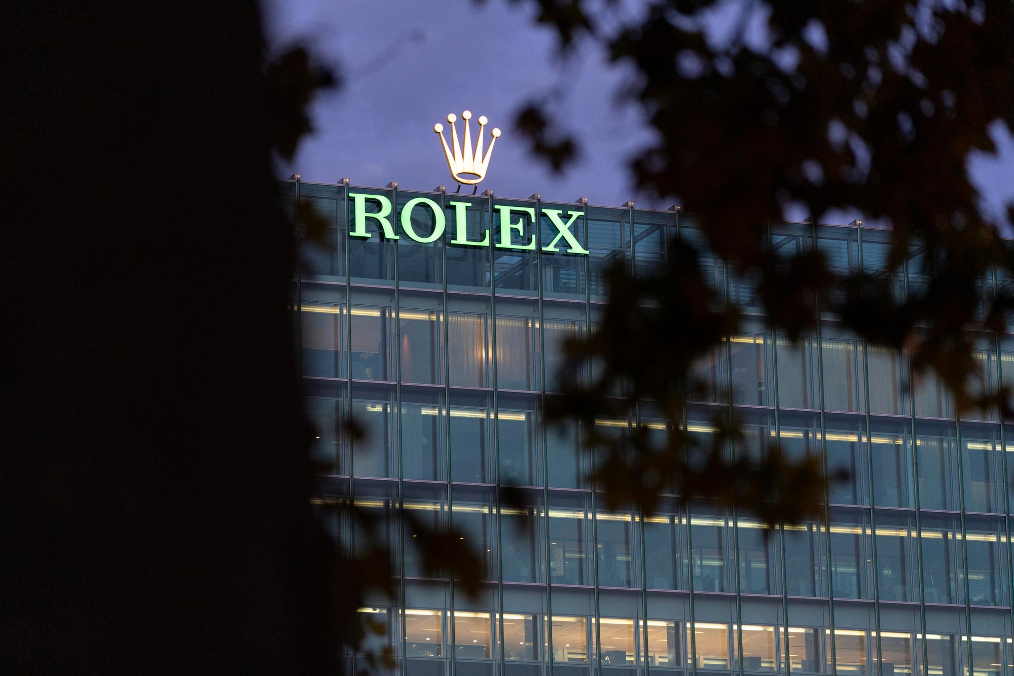 Le batiment de la societe horlogere Rolex a Geneve photographiee le lundi matin 5 septembre 2022.(KEYSTONE/Gaetan Bally)