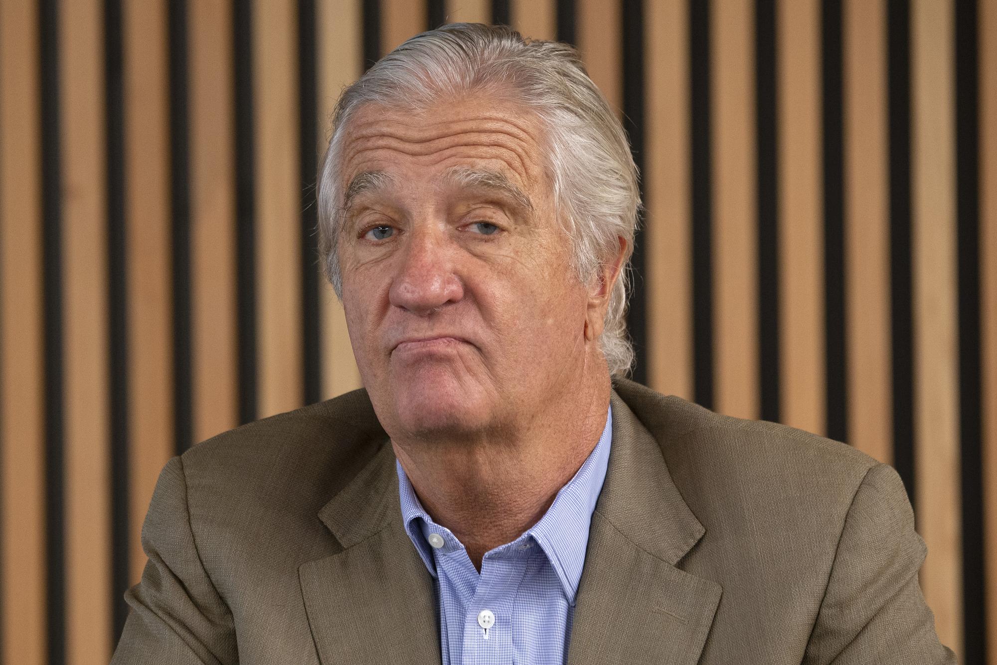 Patrick De Preux, President of the Lausanne Hockey Club, speaks to media, during a press conference of presentation of the team of Lausanne Hockey Club before starting the new season from the National League Swiss Championship 2021-2022, at the Vaudoise Arena in Lausanne, Switzerland, Tuesday, September 7, 2021. (KEYSTONE/Salvatore Di Nolfi)
