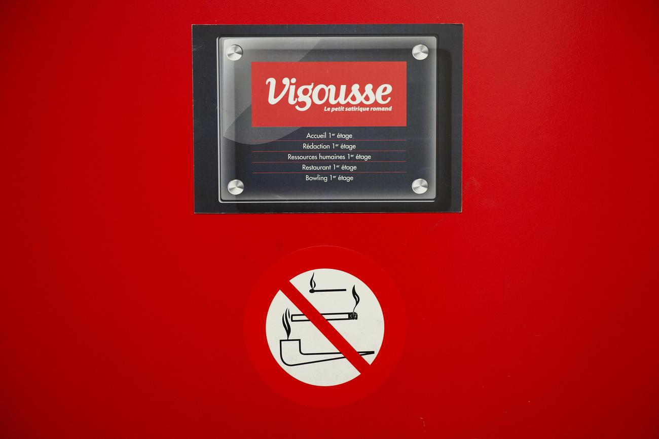 L'entree de la rédaction du journal satirique «Vigousse» en 2015.