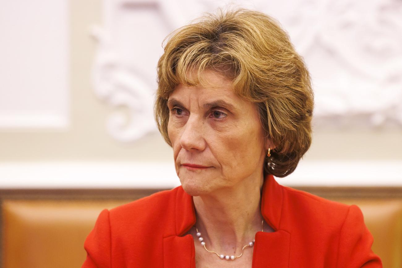 Anne Emery-Torracinta, conseillere d'Etat genevoise, presente le plan climat: renforcement de la politique cantonale, lors d'une conference de presse in corpore du Conseil d'Etat genevois, ce mercredi 7 decembre 2022 a Geneve. (KEYSTONE/Salvatore Di Nolfi)