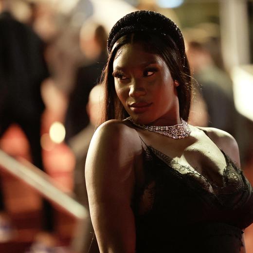 Fench-Malian singer Aya Coco Danioko aka Aya Nakamura poses upon her arrival to attend the 24th edition of the NRJ Music Awards ceremony at the Palais des Festivals in Cannes, southeastern France, on November 18, 2022. (Photo by Valery HACHE / AFP)