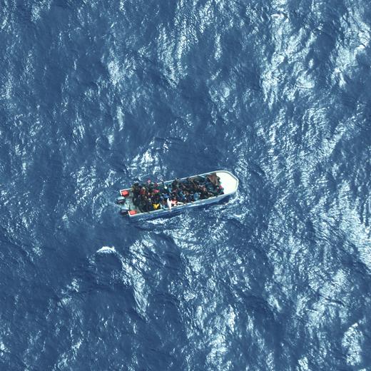 This image provided by German humanitarian organisation Sea-watch shows a boat carrying a group of migrants in distress in the Southern Mediterranean Sea, Saturday March 11, 2023. 30 migrants were missing and 17 were rescued some 100 nautical miles (180 kilometres) from Libya's coast after the boat overturned while a commercial vessel was trying to take them aboard, the Italian coast guard reported Sunday night. (Christian Gohdes/Sea-Watch via AP)