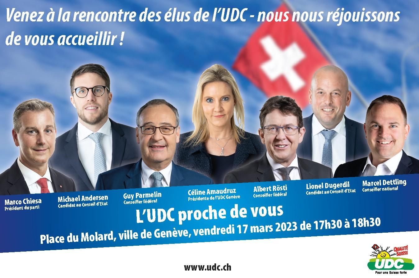 L'iInvitation de l'UDC Genève à venir rencontrer ses deux conseillers fédéraux.