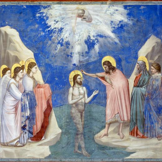 FF8EJ1 BAPTISM OF CHRIST. /nFresco from the Scrovegni Chapel by Giotto, 1304-06.