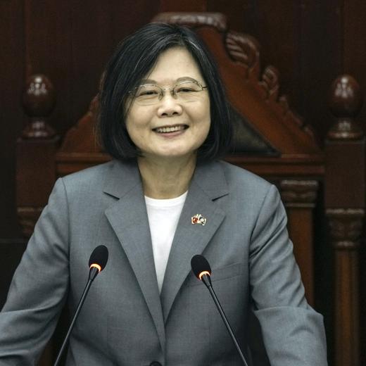 Taiwan's President Tsai Ing-wen addresses the National Assembly in Belmopan, Belize, Monday, April 3, 2023. Tsai is in Belize for an official three-day visit. (AP Photo/Moises Castillo)