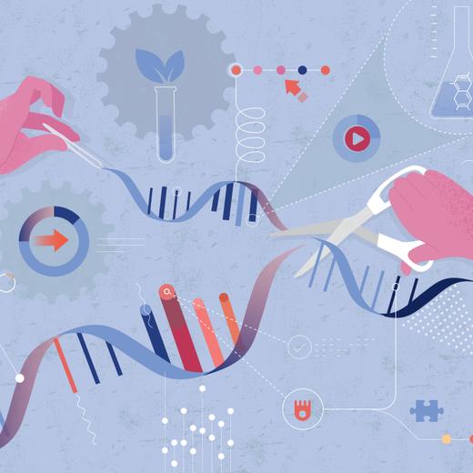 Abstract vector illustration depicting concept of genetic engineering.