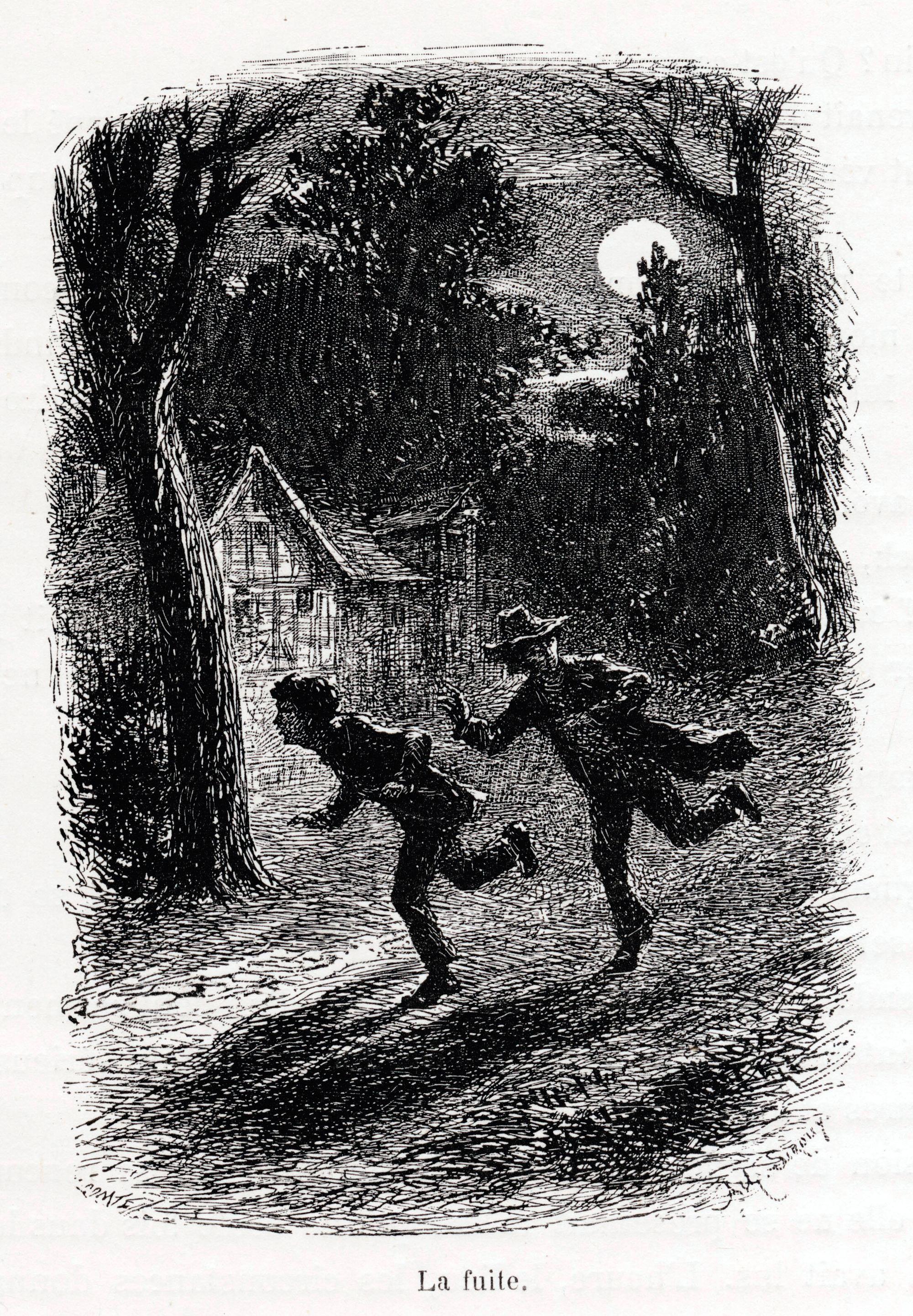 Mark TWAIN Oeuvre La fuite de Tom Sawyer et de Huckleberry Finn. Illustration de Achille SIROUY 1834-1904 pour Les aventures de Tom SAWYER de Mark TWAIN 1835-1910. Credit Collection Kharbine Tapabor. *** Mark TWAINs The Flight of Tom Sawyer and Huckleberry Finn Illustration by Achille SIROUY 1834 1904 for The Adventures of Tom SAWYER by Mark TWAIN 1835 1910 Credit Collection Kharbine Tapabor PUBLICATIONxINxGERxSUIxAUTxONLY KH265729
