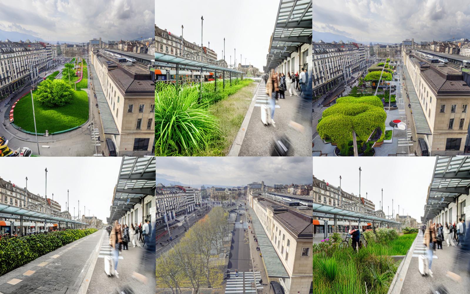 Nous avons soumis des images de la place Cornavin, à Genève, à l'outil d'intelligence d'artificielle développé par le projet américain «Transform your City».