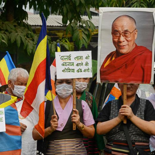 Manifestation de Tibétains et de bouddhiste en soutien au Dalai-lama. Siliguri, 19 avril 2023.
