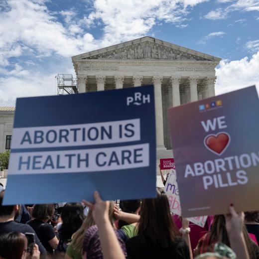(FILES) In this file photo taken on April 15, 2023 Demonstrators rally in support of abortion rights at the US Supreme Court in Washington, DC, April 15, 2023. - The US Supreme Court on April 21, 2023, temporarily preserved broad access to a widely used abortion pill, freezing restrictions imposed on the drug by an appeals court.  Two conservative justices dissented with the decision in the most significant abortion case to reach the nine-member court since it overturned the constitutional right to the procedure 10 months ago. (Photo by ANDREW CABALLERO-REYNOLDS / AFP)