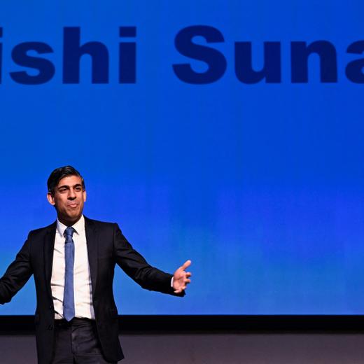 Britain's Prime Minister Rishi Sunak addresses the Scottish Conservative Conference at the SEC Centre in Glasgow on April 28, 2023. (Photo by Neil Hanna / AFP)