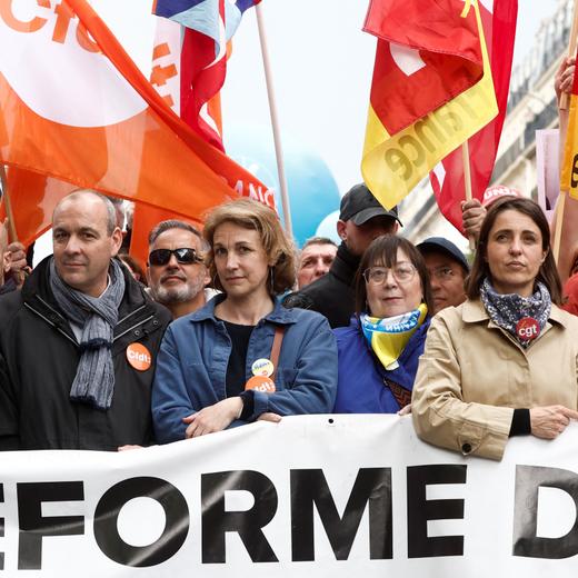 Les leaders syndicaux à Paris ce lundi.