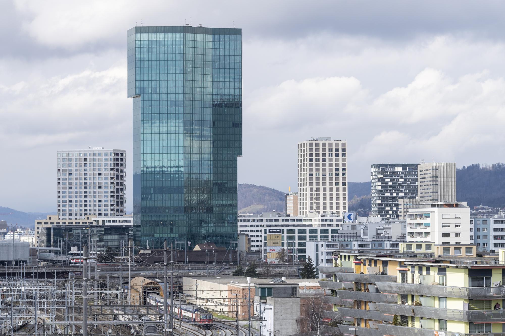 Der Primetower, aufgenommen am Montag, 8. Februar 2021 in Zuerich. (KEYSTONE/Ennio Leanza)
