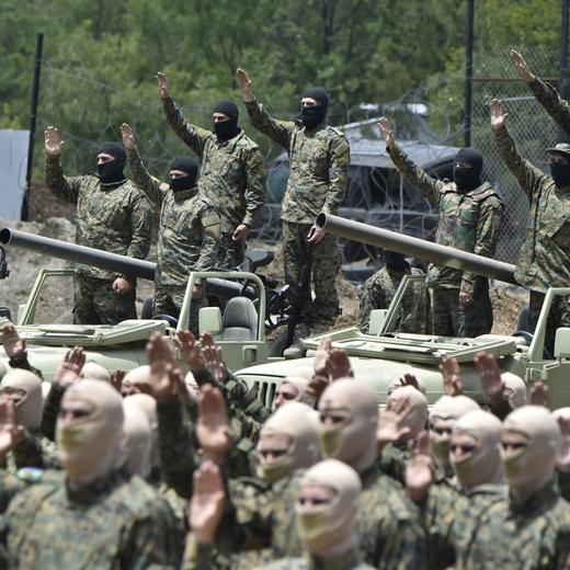 NABATIEH GOVERNATE, LEBANON - MAY 21: Military drill held near Israeli border in Nabatieh Governate, Lebanon on May 21, 2023. (Photo by Houssam Shbaro/Anadolu Agency via Getty Images)