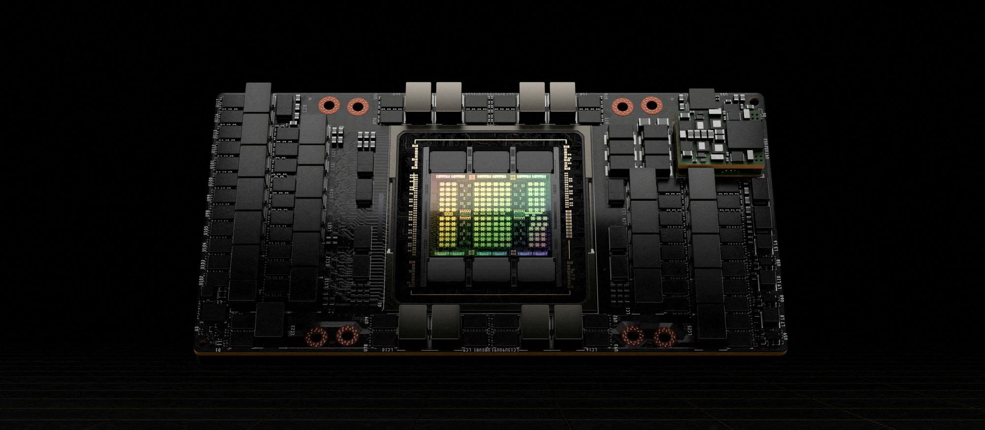 FILE PHOTO: H100, Nvidia's GPU optimized to handle large artificial intelligence models used to create text, computer code, images, video or audio is seen in this photo." Santa Clara, CA U.S.,September 2022. NVIDIA/Handout via REUTERS THIS IMAGE HAS BEEN SUPPLIED BY A THIRD PARTY/File Photo