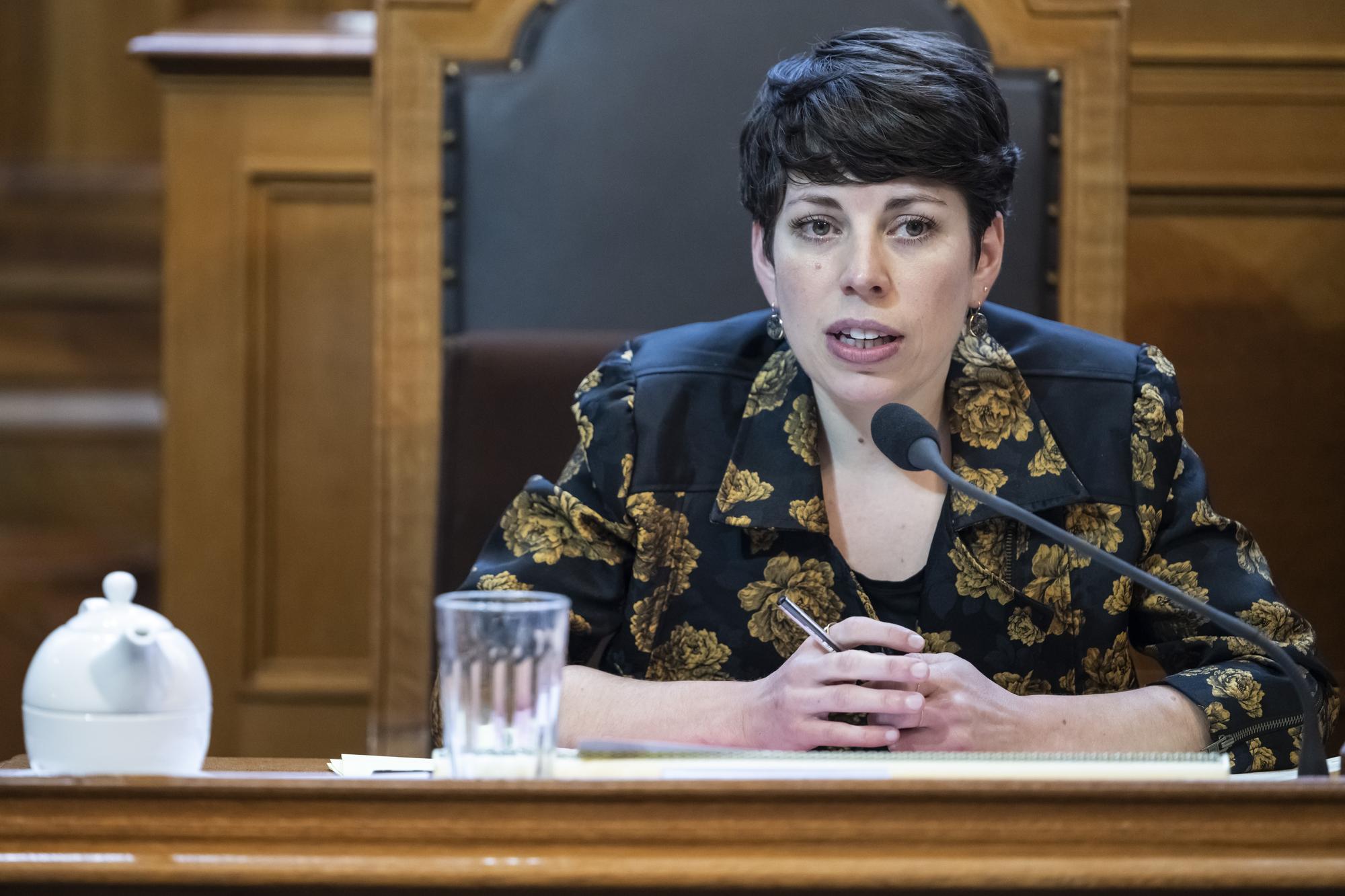 Lisa Mazzone, GP-GE, spricht zur Kleinen Kammer, an der Sommersession der Eidgenoessischen Raete, am Mittwoch, 31. Mai 2023 im Staenderat in Bern. (KEYSTONE/Alessandro della Valle)