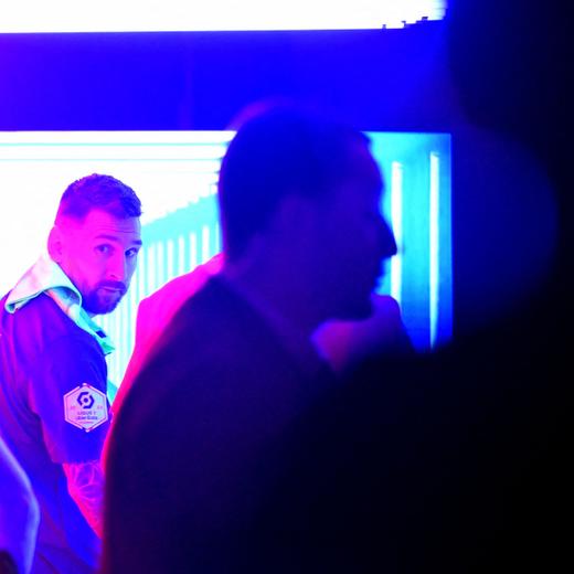 Paris Saint-Germain's Argentine forward Lionel Messi leaves as he walks in the corridor after celebrating team's French L1 2022-2023 championship following the L1 football match between Paris Saint-Germain (PSG) and Clermont Foot 63 at the Parc des Princes Stadium in Paris on June 3, 2023. (Photo by FRANCK FIFE / AFP)