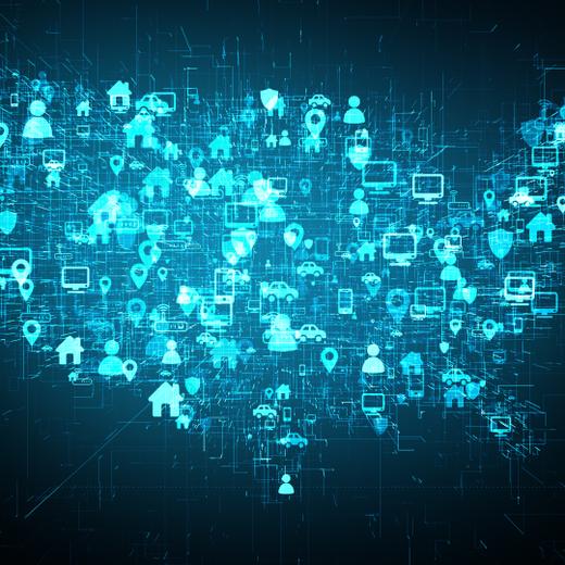 America global technology of internet of things IOT big data network - Conceptual 3D render