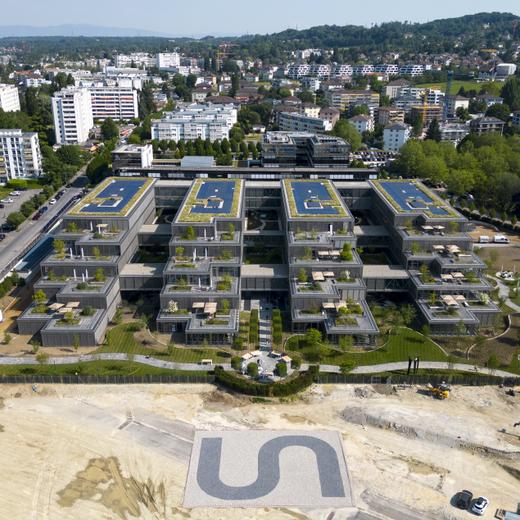 Les batiments du campus unlimitrust de Sicpa, centre mondial dedie a l'economie de confiance photographies le jour de son inauguration ce mardi 6 juin 2023 a Prilly. (KEYSTONE/Laurent Gillieron)