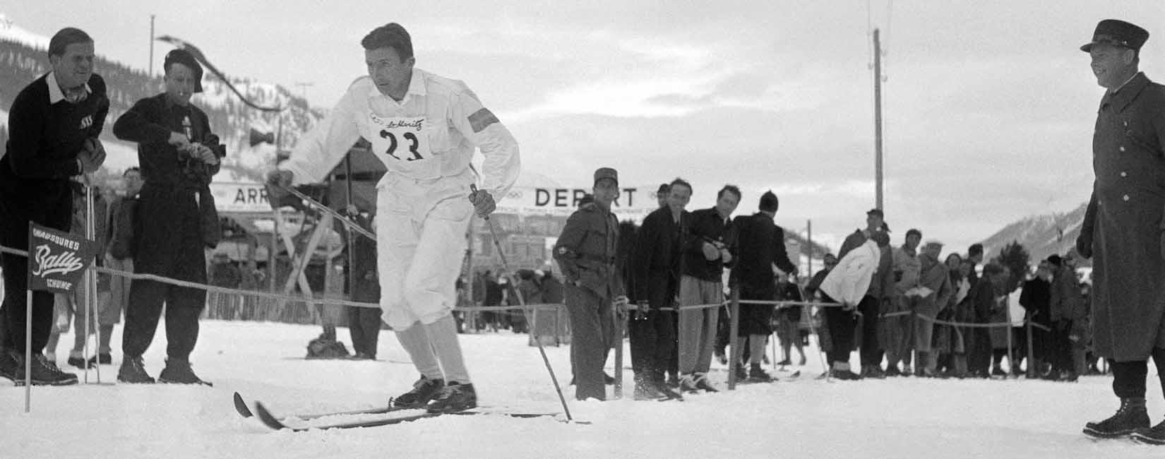 Le skieur on Nils Karlsson à St-Moritz en 1948.