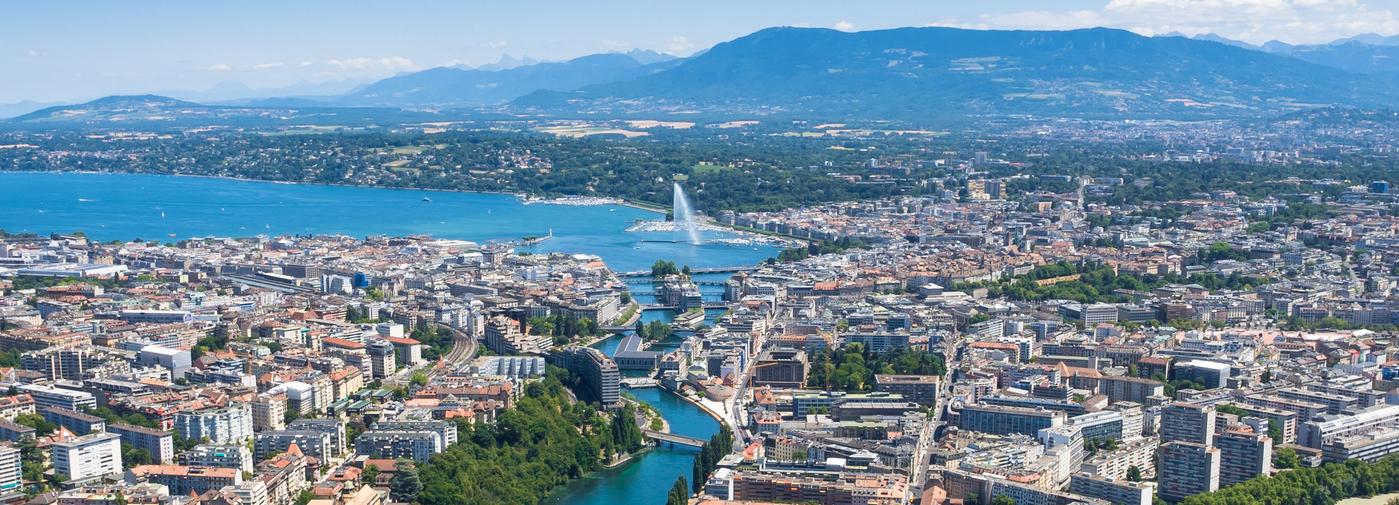 Vue aérienne de la ville de Genève