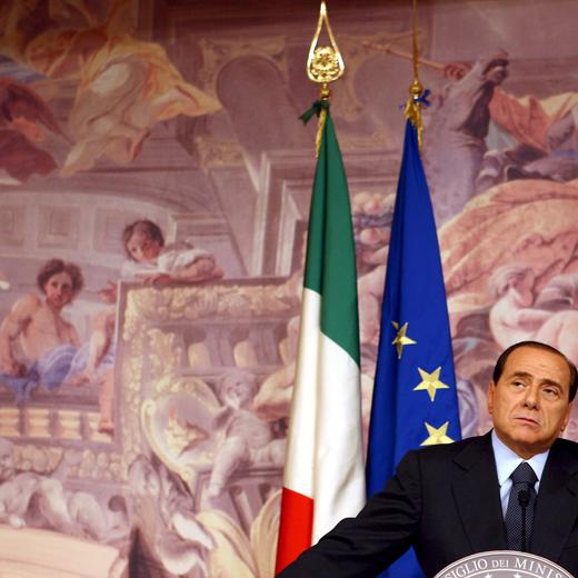 epa10686563 (FILE) Outgoing Italian Premier Silvio Berlusconi reacts while speaking at a farewell press conference at Chigi Palace in Rome, Tuesday, 16 May 2006 (reissued 12 June 2023). Silvio Berlusconi has died at the age of 86 on 12 June 2023 at San Raffaele hospital in Milan, where he was hospitalized again since last 09 June, sources close to his family told ANSA. The Italian media tycoon and Forza Italia (FI) party founder served as prime minister of Italy in four governments. EPA/ETTORE FERRARI