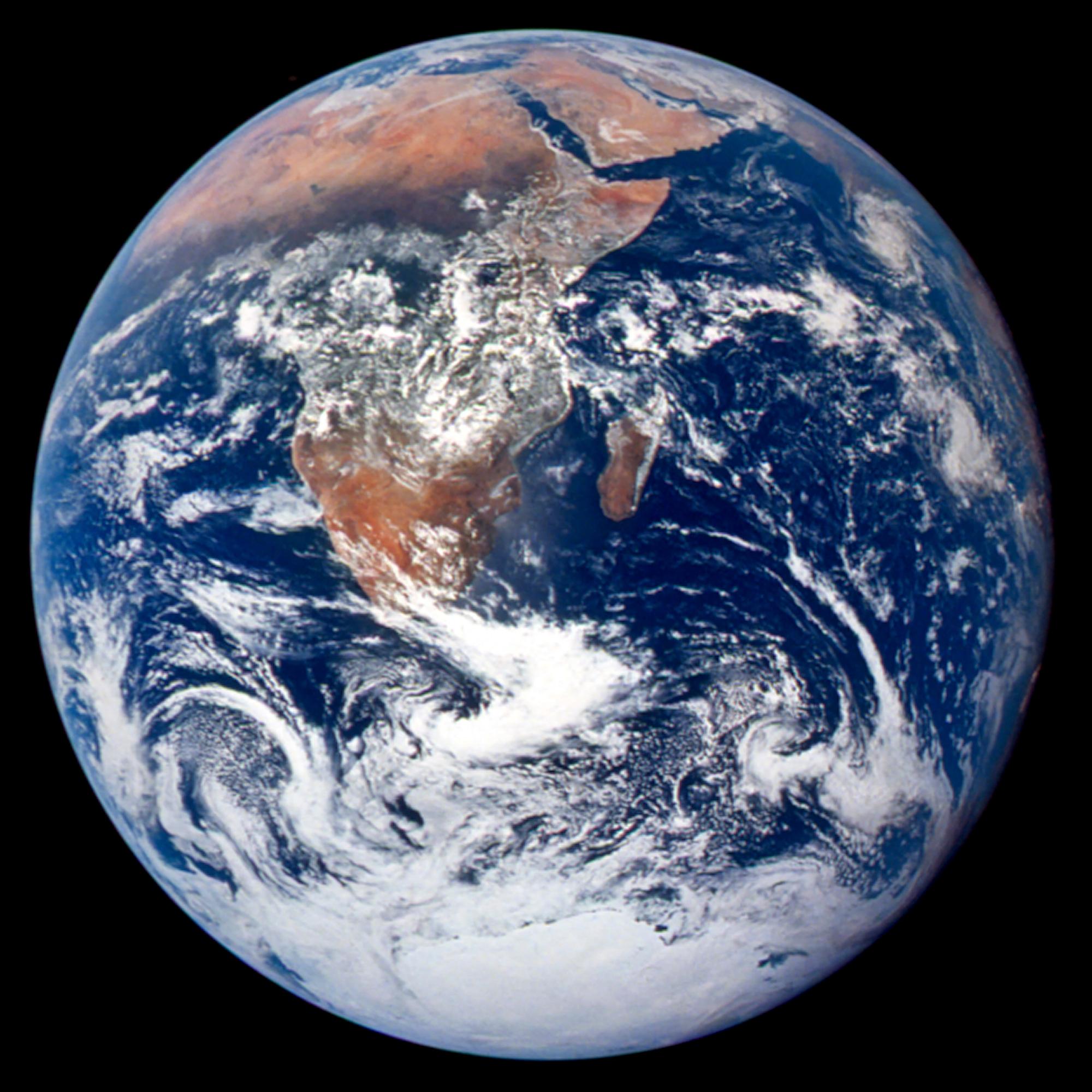 This NASA image obtained April 21, 2020 shows a view of the Earth as seen by the Apollo 17 crew traveling toward the moon,a translunar coast photograph extending from the Mediterranean Sea area to the Antarctica south polar ice cap, taken on December 7, 1972, by the crew of Apollo 17. Fifty years ago, on April 22, 1970, people around the globe marked the first Earth Day. (Photo by Handout / NASA / AFP) / RESTRICTED TO EDITORIAL USE - MANDATORY CREDIT "AFP PHOTO /NASA/HANDOUT " - NO MARKETING - NO ADVERTISING CAMPAIGNS - DISTRIBUTED AS A SERVICE TO CLIENTS