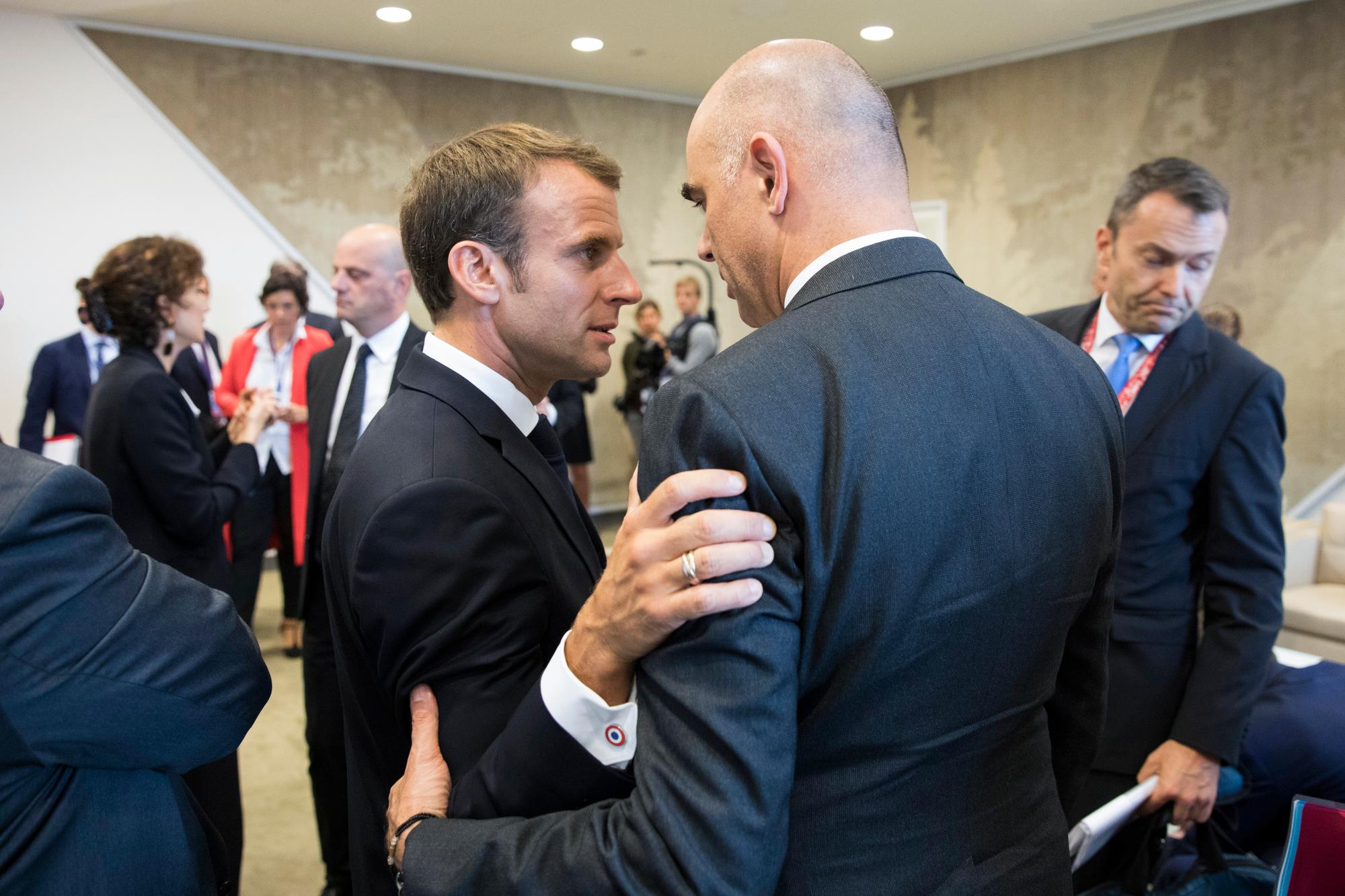 Emmanuel Macron et Alain Berset à New York en 2018.