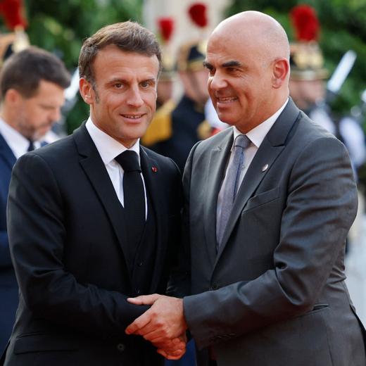 Emmanuel Macron et Alain Berset jeudi soir à l'Elysee avant le dîner lié au sommet.