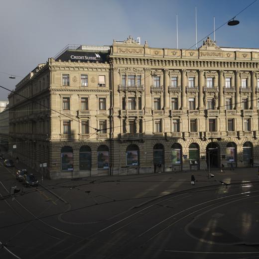 Le siège de la banque Credit Suisse photographié par un drone à Zurich, en Suisse, le jeudi 27 octobre 2022.