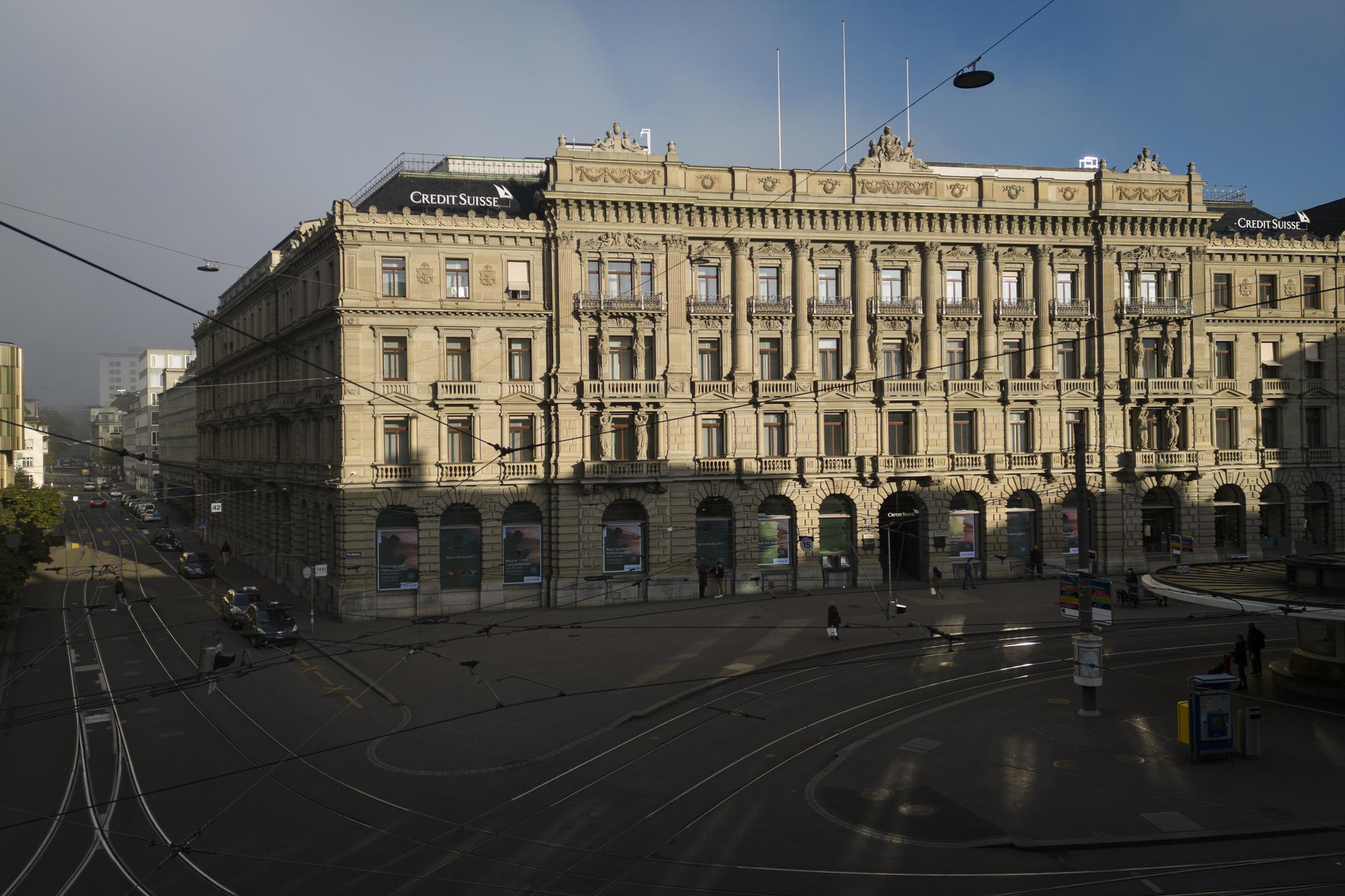 Le siège de la banque Credit Suisse photographié par un drone à Zurich, en Suisse, le jeudi 27 octobre 2022.