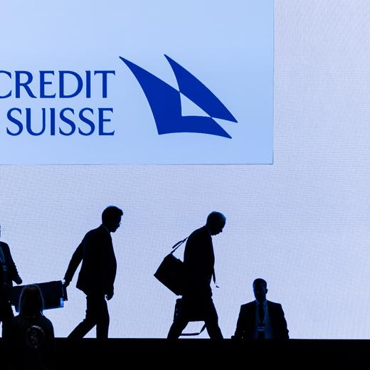 Swiss bank Credit Suisse CEO Ulrich Koerner, 3rd right, leaves the stage after the annual shareholders' meeting of the Swiss banking group on Tuesday, April 4, 2023 in Zurich, Switzerland. Swiss Bank Credit Suisse was rescued in a three billion dollars purchase by its Swiss rival UBS in a government-backed deal. (KEYSTONE/Michael Buholzer)