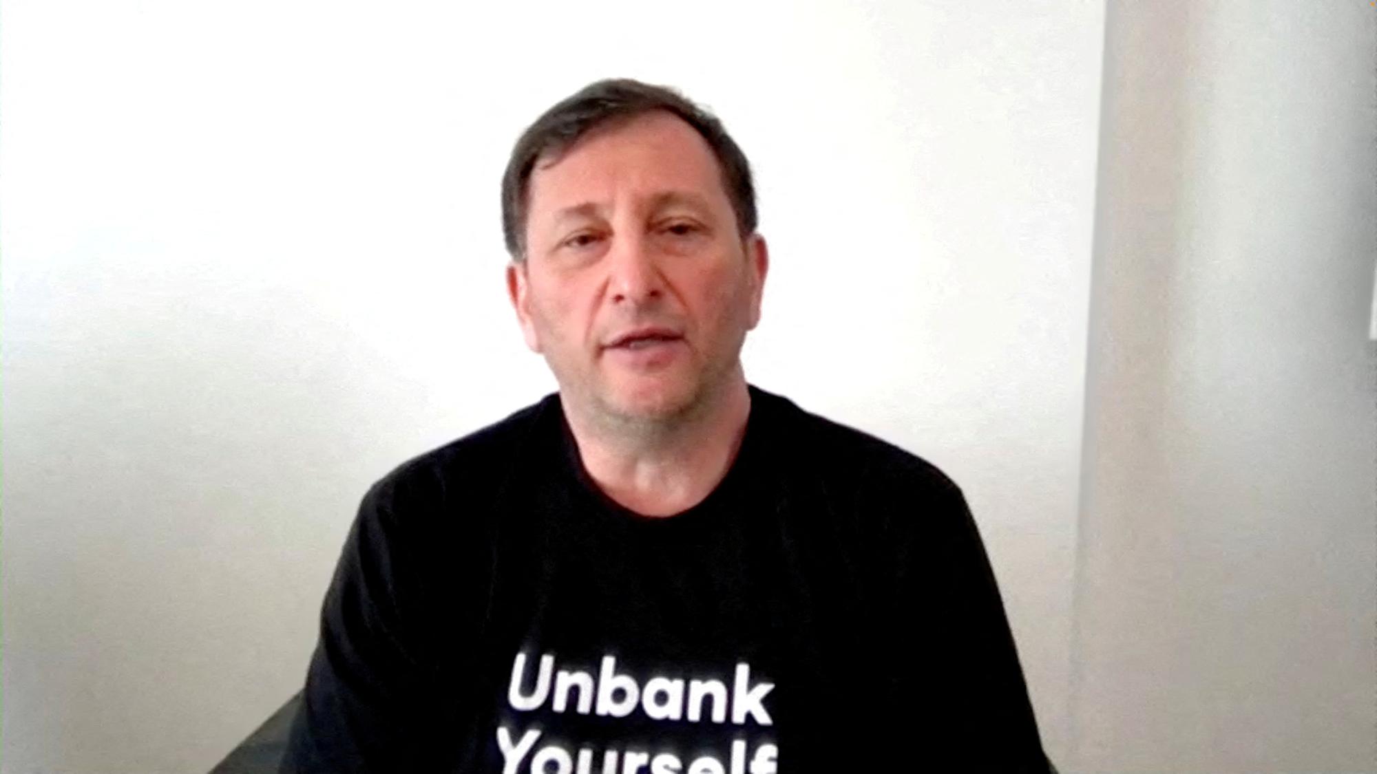 FILE PHOTO: Alex Mashinsky, ex-CEO of Celsius Network, talks about short-term holders of bitcoin and other cryptocurrencies during an interview with Reuters in Beverly Hills, California, U.S. in this still image taken from video, May 13, 2021. Reuters TV/File Photo