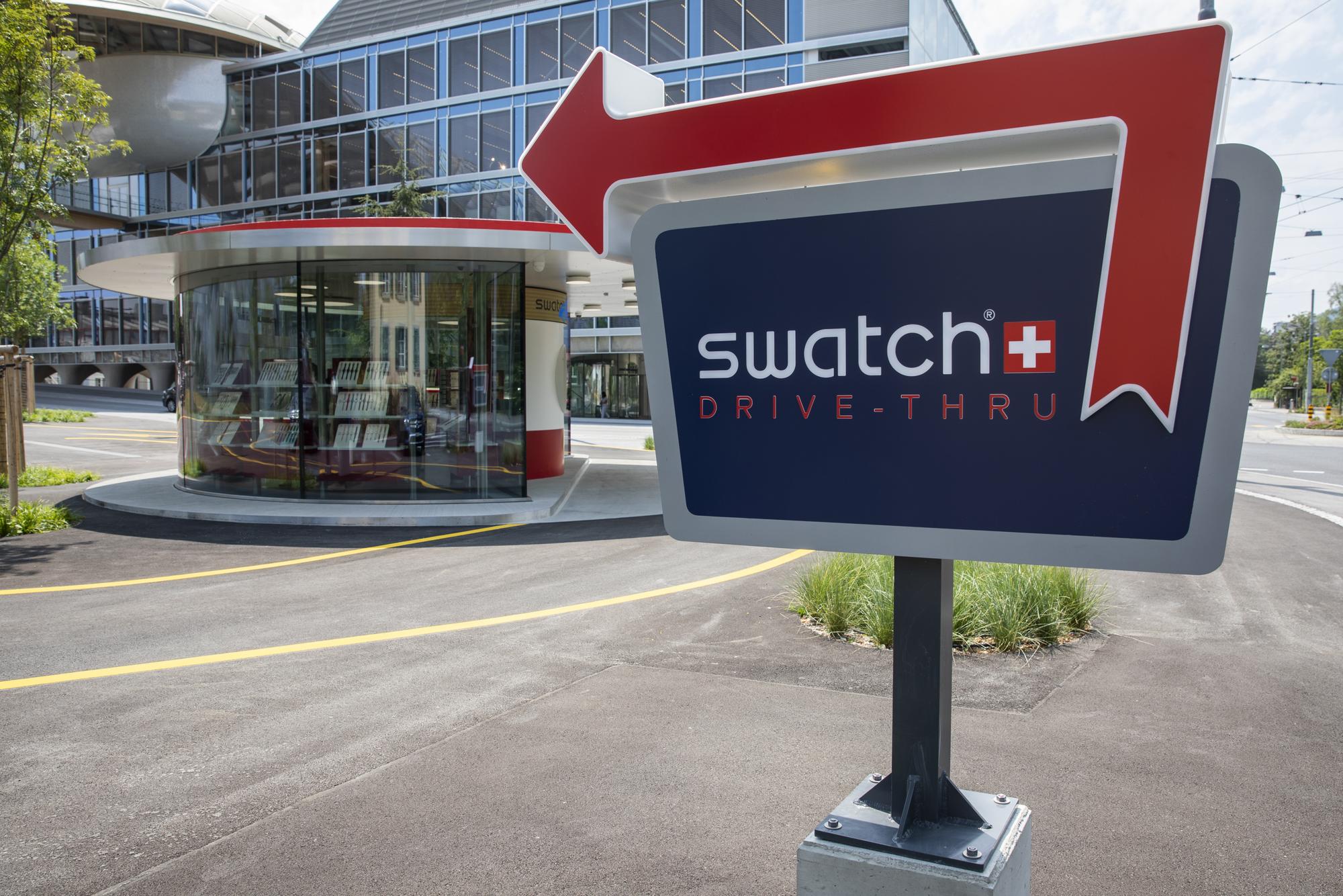 The Swatch Drive-Thru Store, Friday, July 26, 2019 in Biel, Switzerland. (KEYSTONE/Peter Klaunzer)