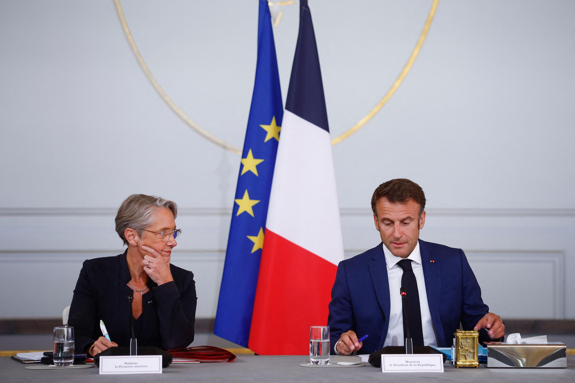 Elisabeth Borne et Emmanuel Macron ce mercredi 19 juillet à l'Elysée.