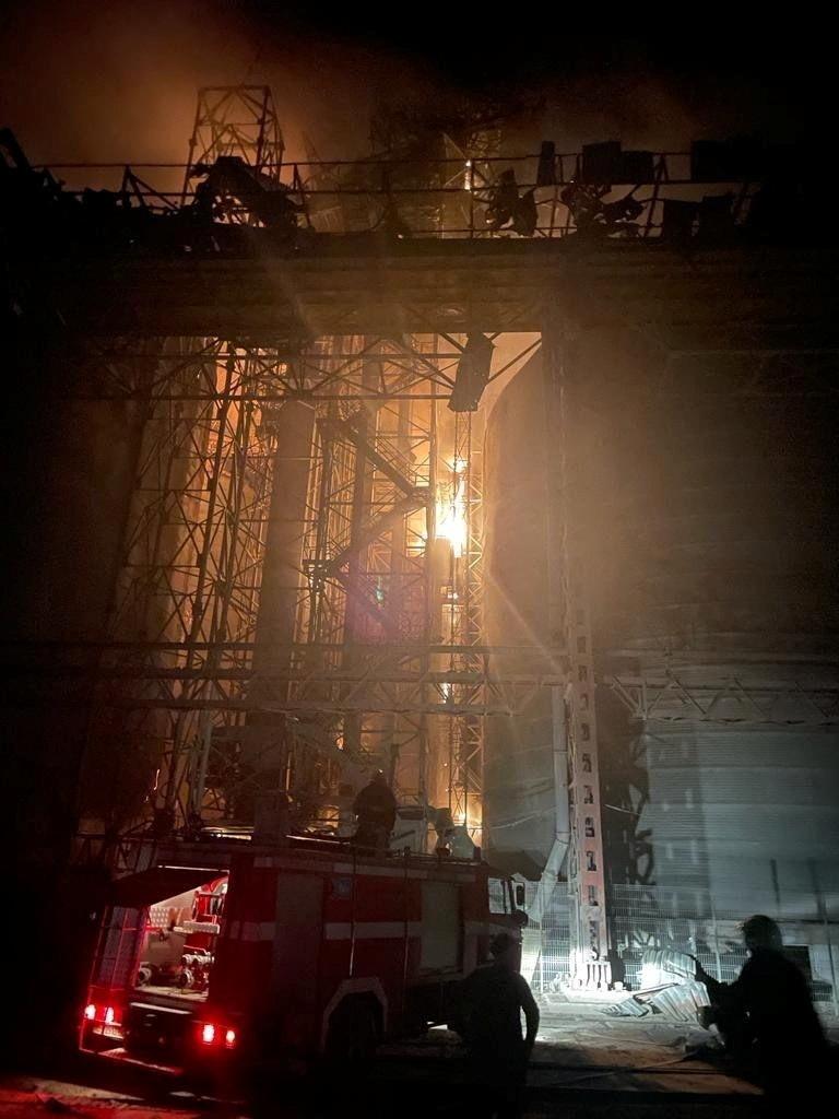 A view shows a grain terminal in a sea port damaged during Russian missile and drone strikes, amid Russia's attack on Ukraine, in an undisclosed location in Odesa region, Ukraine July 19, 2023. Ukrainian Infrastructure Ministry via Facebook/Handout via REUTERS ATTENTION EDITORS - THIS IMAGE HAS BEEN SUPPLIED BY A THIRD PARTY. NO RESALES. NO ARCHIVES.