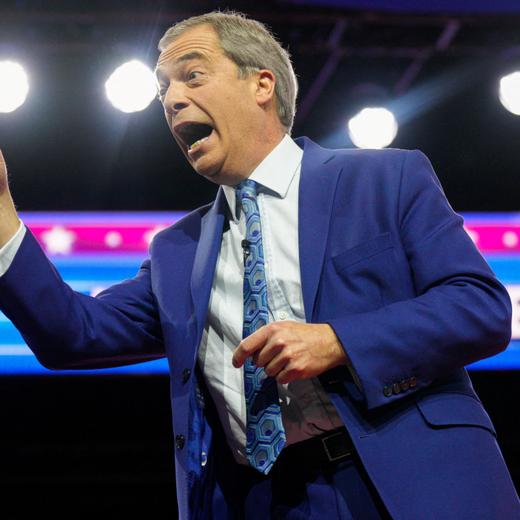 FILE PHOTO: Nigel Farage, former leader of Britain's Brexit Party, speaks at the Conservative Political Action Conference (CPAC) at Gaylord National Convention Center in National Harbor, Maryland, U.S., March 3, 2023. REUTERS/Nathan Howard/File Photo