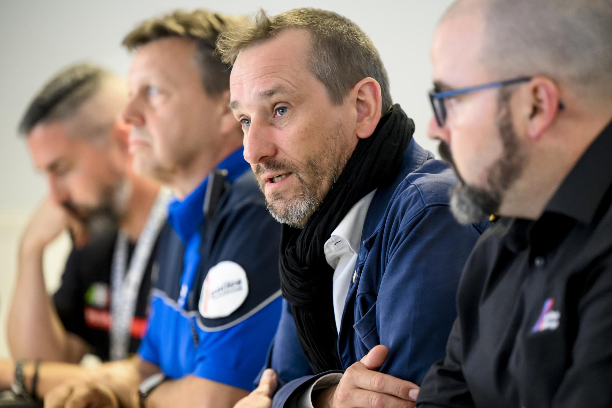 Jean-Daniel Jeanneret, président de la ville de La Chaux-de-Fonds, lors d'un point de presse le mardi 25 juillet 2023.