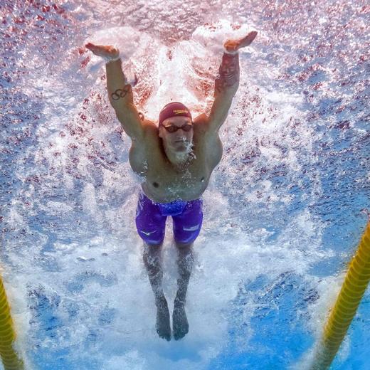 (FILES) In this file photo taken on July 24, 2017 US Caeleb Remel Dressel competes in a men's 50m butterfly final during the swimming competition at the 2017 FINA World Championships in Budapest. (Photo by François-Xavier MARIT / AFP)