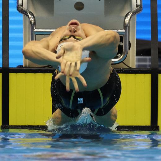 Fukuoka 2023 World Aquatics Championships - Swimming - Marine Messe Fukuoka Hall A, Fukuoka, Japan - July 28, 2023 Switzerland's Roman Mityukov in action during the men's 200m backstroke final REUTERS/Marko Djurica