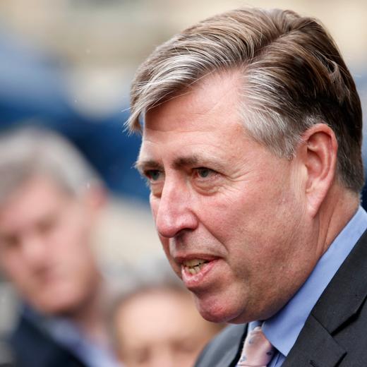 Graham Brady, Chairman of the 1922 Committee, speaks to media in front of parliament in London, Thursday, Oct. 20, 2022. Britain's Prime Minister liz Truss resigned Thursday, bowing to the inevitable after a tumultuous, short-lived term in which her policies triggered turmoil in financial markets and a rebellion in her party that obliterated her authority. (AP Photo/David Cliff)