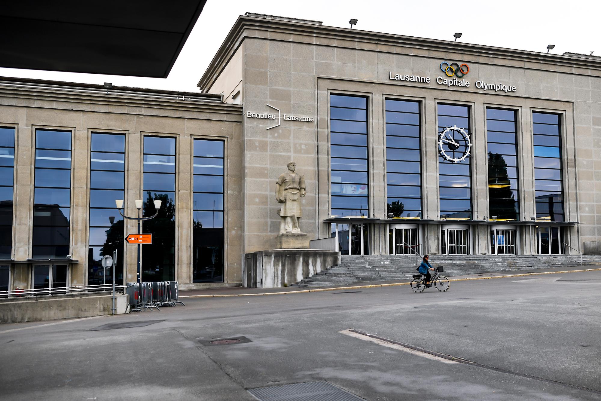 Une vue exterieure du Palais de Beaulieu, sur le site du Centre de Congres et d'Exposition, lors d'une conference de presse sur l'avenir du Palais de Beaulieu ce vendredi 31 aout 2018 a Lausanne. (KEYSTONE/Jean-Christophe Bott)