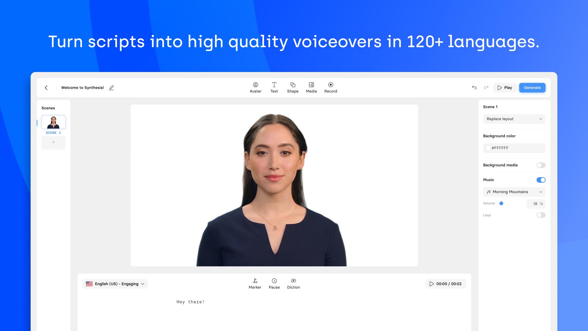 Quelques secondes suffisent pour créer des vidéos de synthèse avec les avatars proposés.