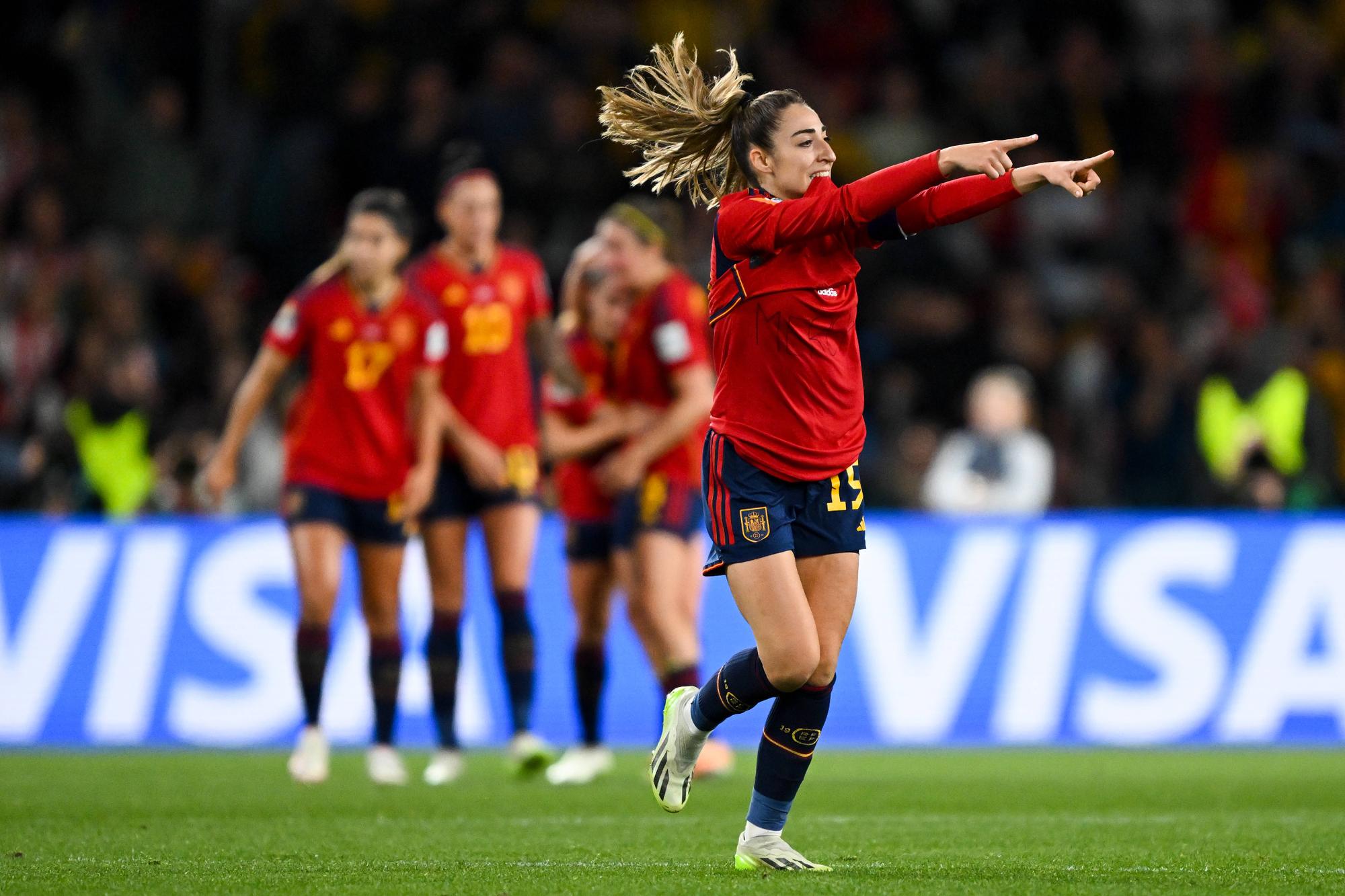 WWC23 FINAL SPAIN ENGLAND, Olga Carmona of Spain celebrates after scoring a goal during the FIFA Women s World Cup 2023 Final soccer match between Spain and England at Stadium Australia in Sydney, Sunday, August 20, 2023. ACHTUNG: NUR REDAKTIONELLE NUTZUNG, KEINE ARCHIVIERUNG UND KEINE BUCHNUTZUNG SYDNEY NEW SOUTH WALES AUSTRALIA PUBLICATIONxNOTxINxAUSxNZLxPNGxFIJxVANxSOLxTGA Copyright: xDEANxLEWINSx 20230820001832975576