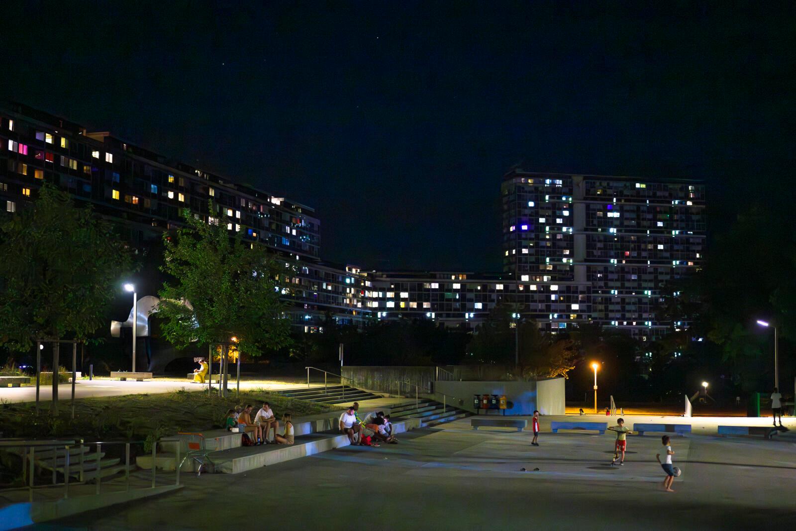 Une nuit avec une patrouille de la police de proximité genevoise dans le quartier du Lignon. Le 17.8.2023