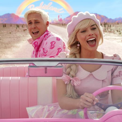 This image released by Warner Bros. Pictures shows Ryan Gosling, left, and Margot Robbie in a scene from "Barbie." (Warner Bros. Pictures via AP)